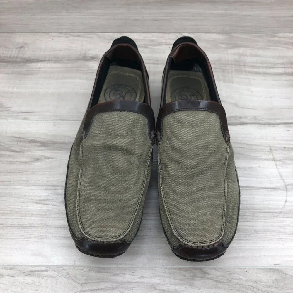 Robert Wayne Driving Loafers Mens 7 Green Canvas Slip On Casual Shoes